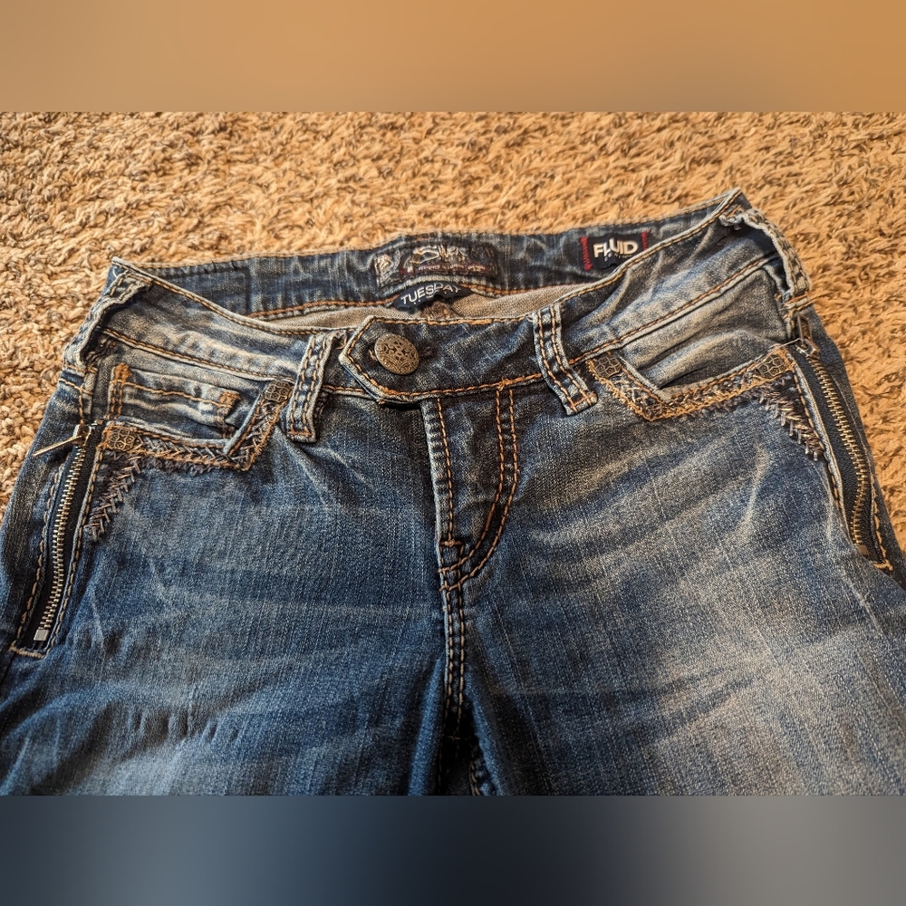 Tuesday Low Rise Silver Skinny Jeans size 26